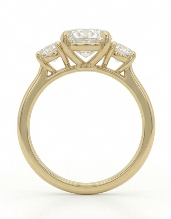 1.00ct Women's 3 Stone Ring 14k Yellow Gold