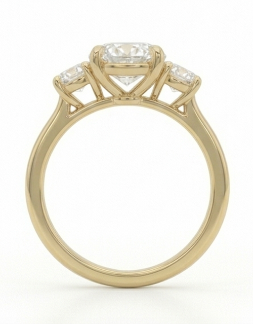 1.00ct Women's 3 Stone Ring 14k Yellow Gold
