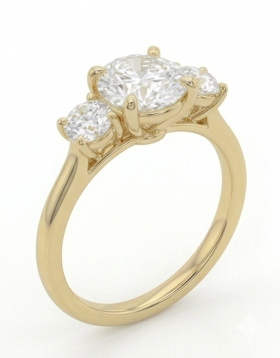 1.00ct Women's 3 Stone Ring 14k Yellow Gold