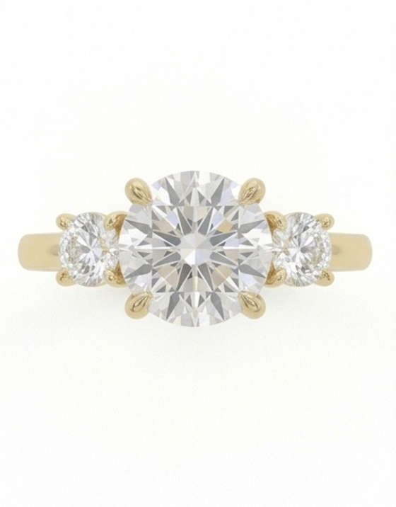 1.00ct Women's 3 Stone Ring 14k Yellow Gold