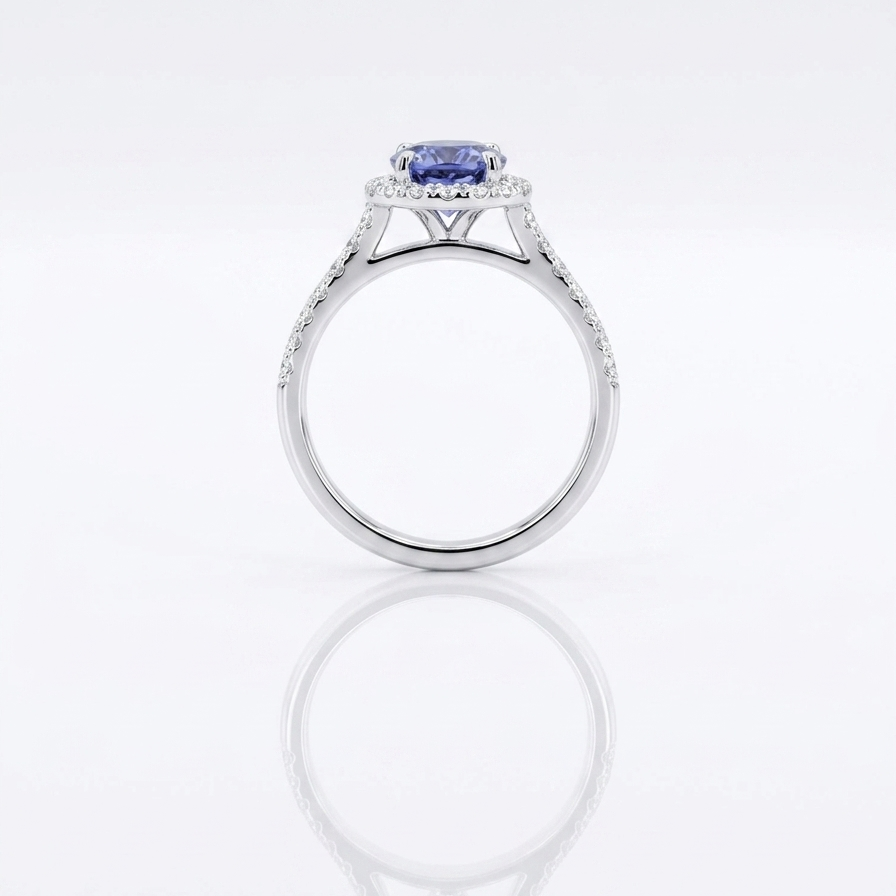 1.25ct Natural Tanzanite and 3/4ct Diamonds Women’s Ring in 18k White Gold
