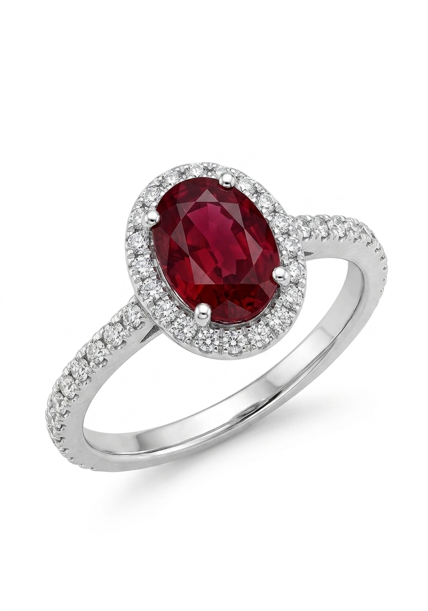 Sterling Silver 0.50ct Diamond and 1.00ct Ruby Ring