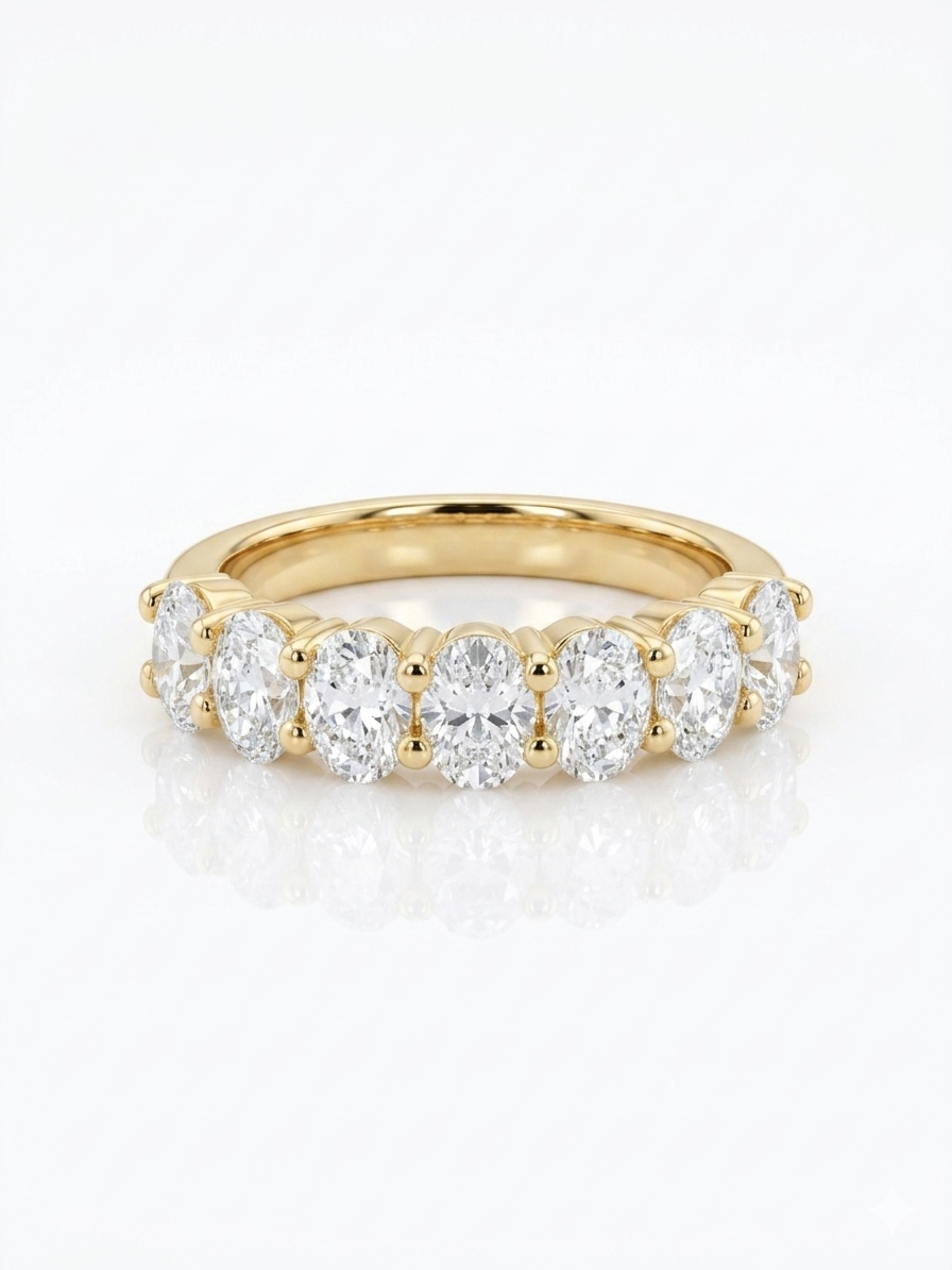 1.50ct Lab Diamond Women’s 7 Stone Band in 14k Yellow Gold