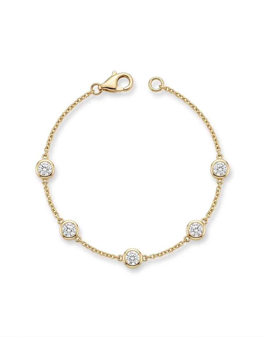 Diamond By Yard Bracelet 1.00ct 14k Yellow Gold