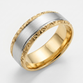 Men's 14k White and Yellow Gold Design Band