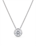 Solitaire Bezel Diamond Necklace Lab 1.00ct 14k White Gold