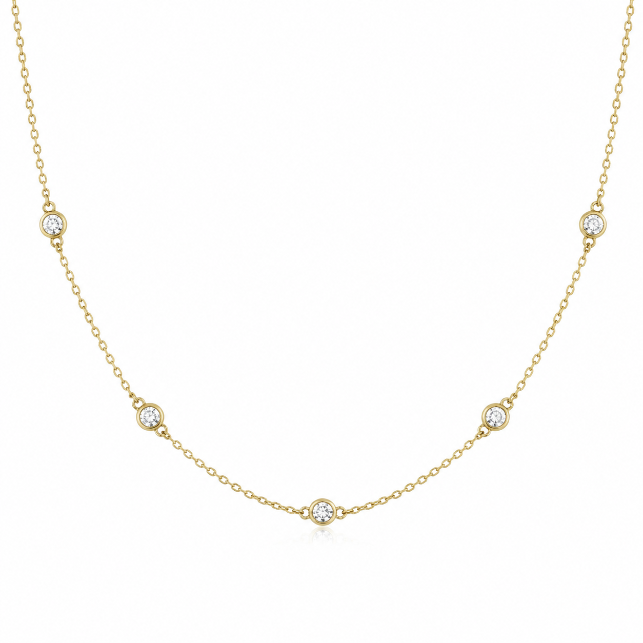 Diamond By Yard Necklace Lab 1.25ct 14k Yellow Gold