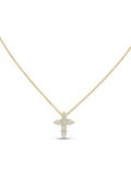 Diamond Cross Necklace Lab 0.50ct 14k Yellow Gold