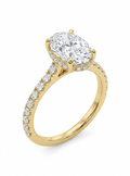 3.00ct Oval Lab Diamond Hidden Halo Engagement Ring in 14K Yellow Gold (Half Diamond Band)